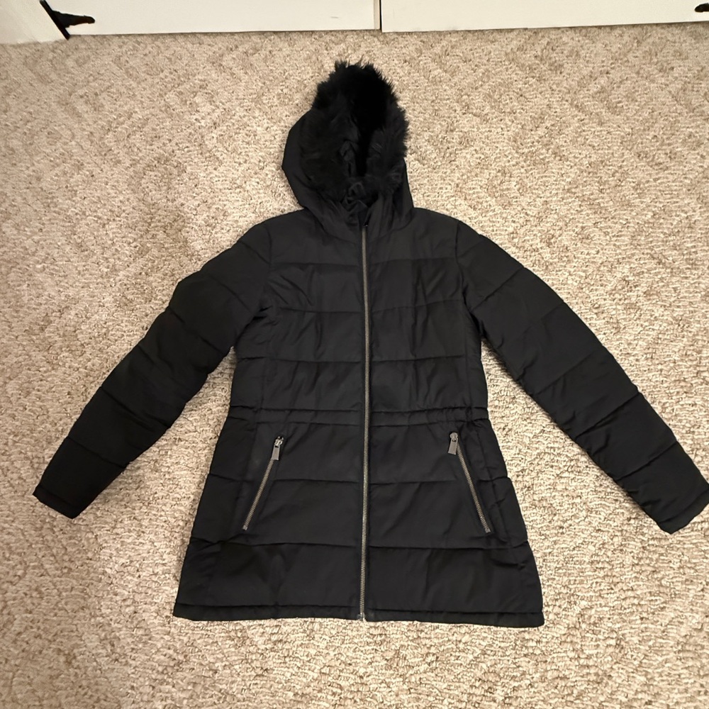 Women's Gap Black Hooded Puffer Coat